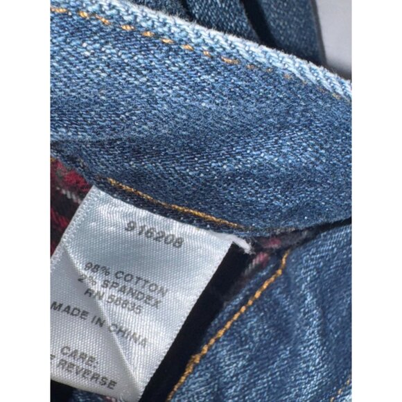 Cabelas Casuals Blue Denim Jeans Size 18  With Plaid Lining & Rolled Cuffs - Picture 6 of 10